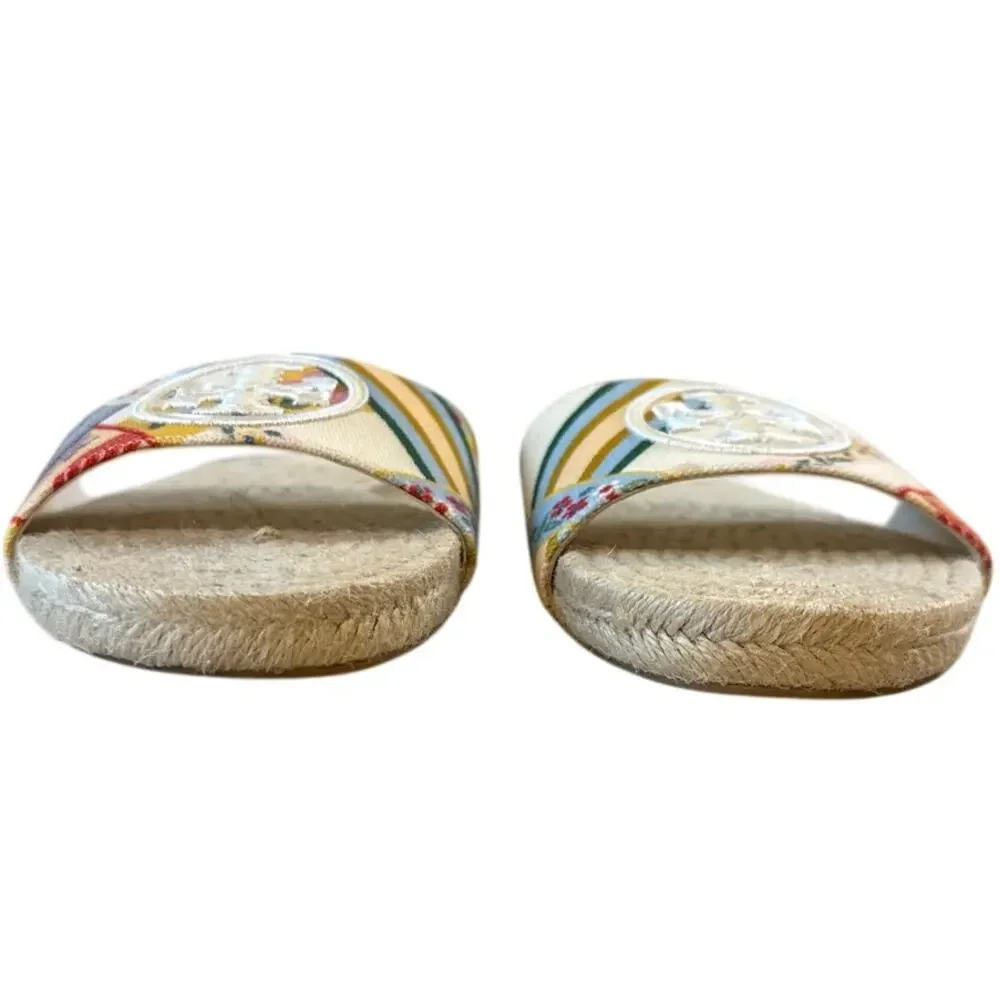 Tory Burch Benton‎ Espadrille Slides Multicolor Canvas 7.5 Boho